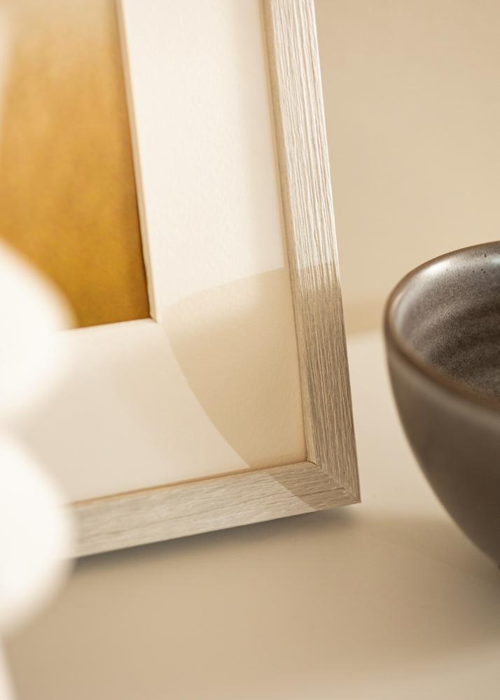 Ram med passepartou Rahmen Ares weiße Eiche 40x40 cm - Passepartout Weiß 12x12 inches