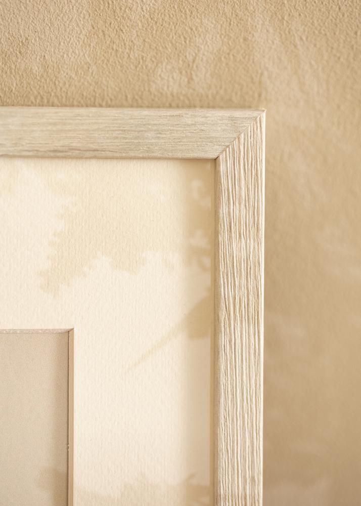 Ram med passepartou Rahmen Ares weiße Eiche 40x40 cm - Passepartout Weiß 12x12 inches