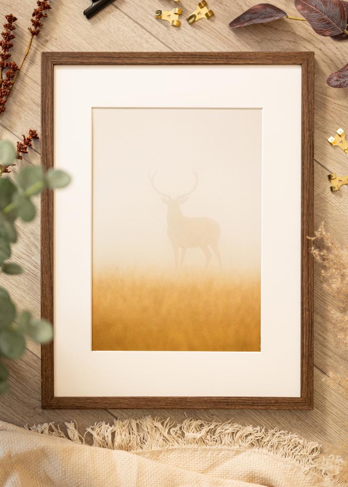 Ram med passepartou Rahmen Ares Walnuss 30x30 cm - Passepartout Weiß 20x20 cm