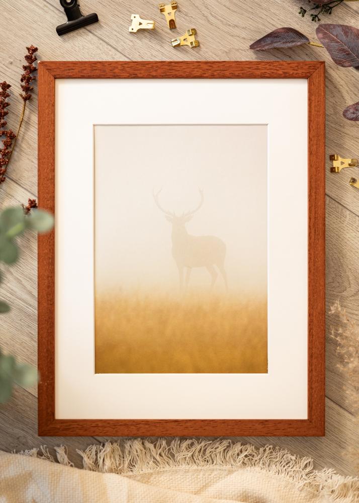 Ram med passepartou Rahmen Hermes Kirsche 42x59,4 cm - Passepartout Weiß 25x38 cm