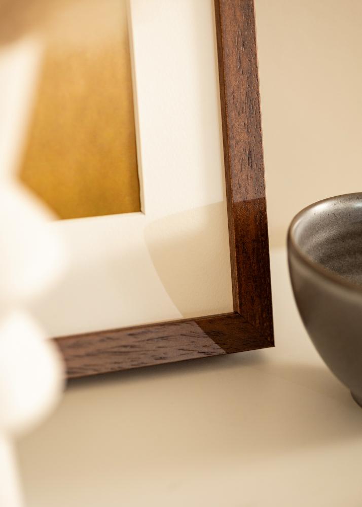 Ram med passepartou Rahmen Hermes Teak 40x50 cm - Passepartout Weiß 28x35 cm