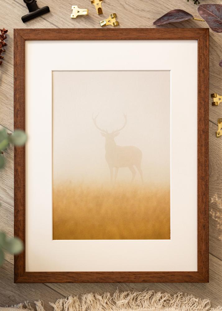 Ram med passepartou Rahmen Hermes Teak 40x50 cm - Passepartout Weiß 28x35 cm