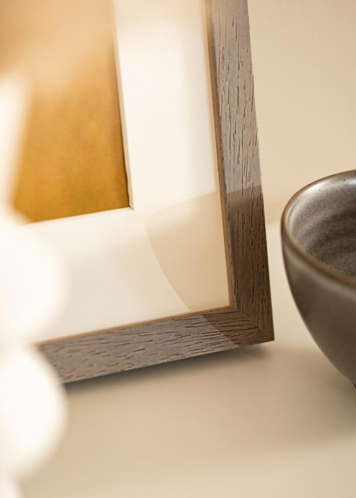 Ram med passepartou Rahmen Hermes Grau 20x25 cm - Passepartout Weiß 14x18 cm