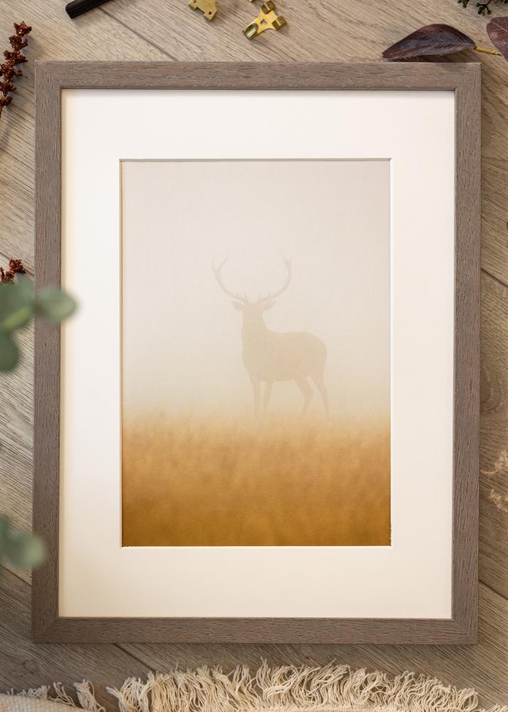 Ram med passepartou Rahmen Hermes Grau 20x25 cm - Passepartout Weiß 14x18 cm