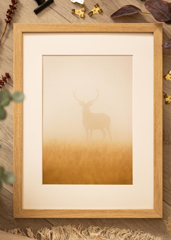 Ram med passepartou Rahmen Hermes natürlich Eiche 40x50 cm - Passepartout Weiß 28x38 cm