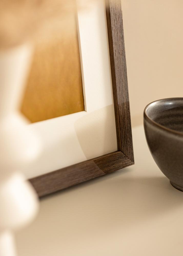 Ram med passepartou Rahmen Hermes Walnuss 70x90 cm - Passepartout Weiß 55x70 cm