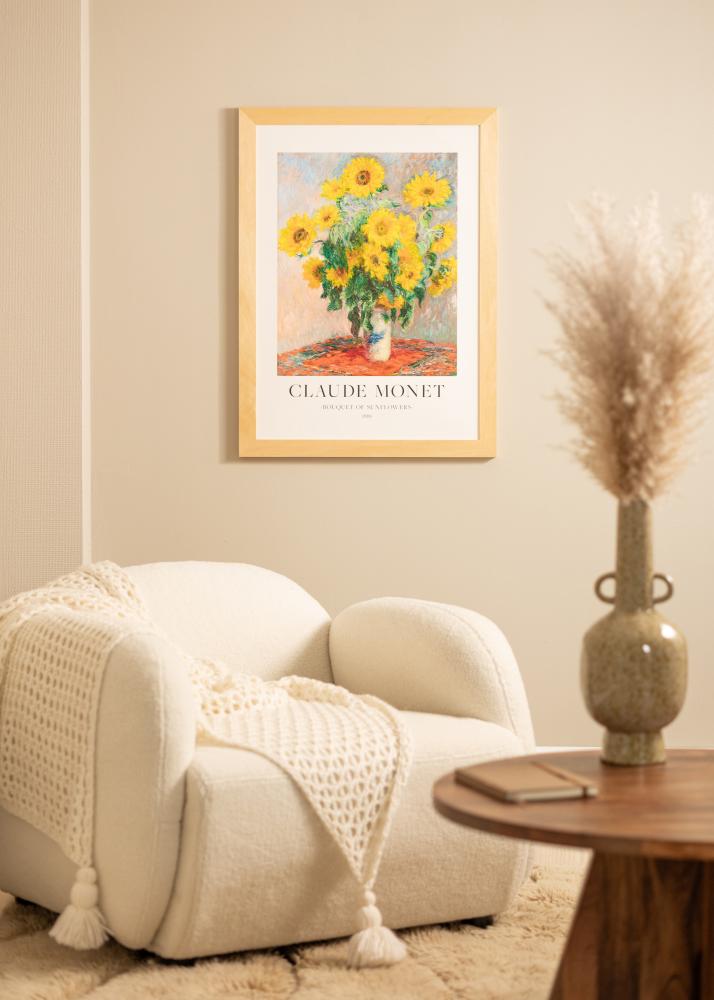 Ram med passepartou Rahmen Juno Holz 40x50 cm - Passepartout Weiß 27,5x37 cm