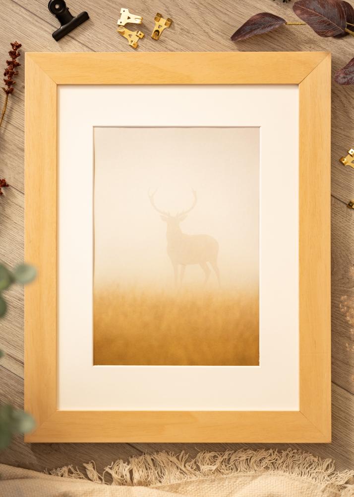 Ram med passepartou Rahmen Juno Holz 40x50 cm - Passepartout Weiß 27,5x37 cm