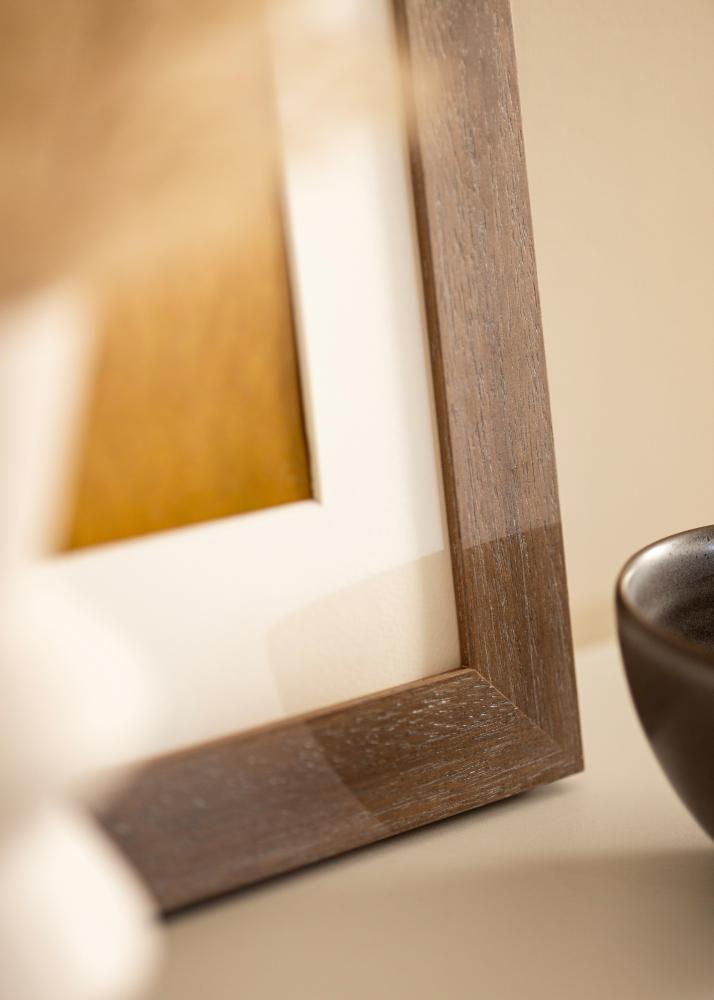 Ram med passepartou Rahmen Juno Grau 70x100 cm - Passepartout Weiß 62x93 cm