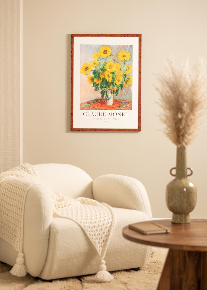 Ram med passepartou Rahmen Hermes Walnuss 42x59,4 cm - Passepartout Weiß 25x38 cm