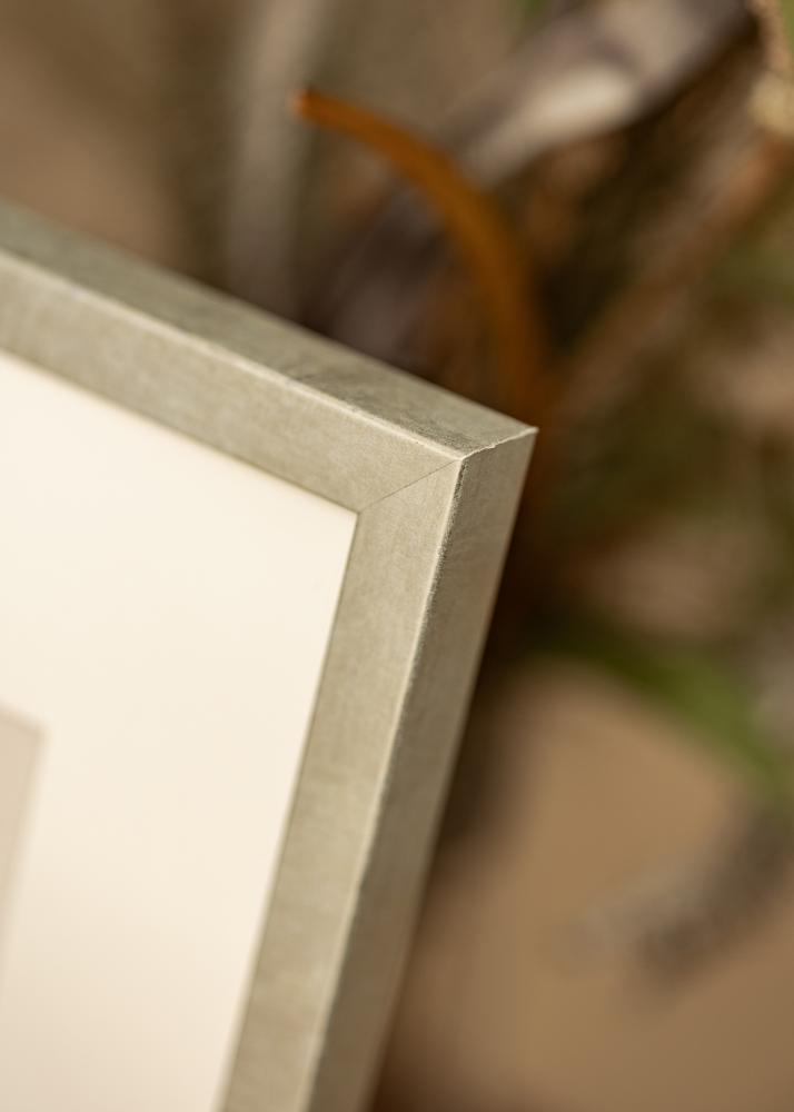 Ram med passepartou Rahmen Ares Silber 30x40 cm - Passepartout Weiß 22x32 cm