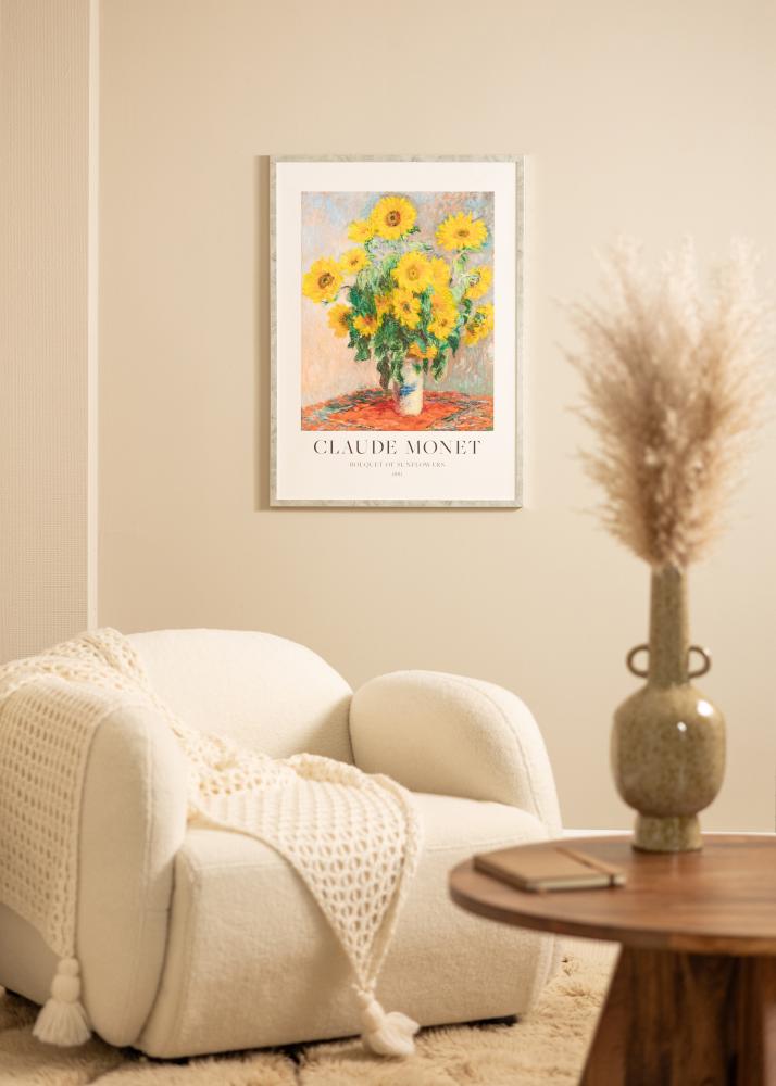 Ram med passepartou Rahmen Ares Silber 30x40 cm - Passepartout Weiß 22x32 cm