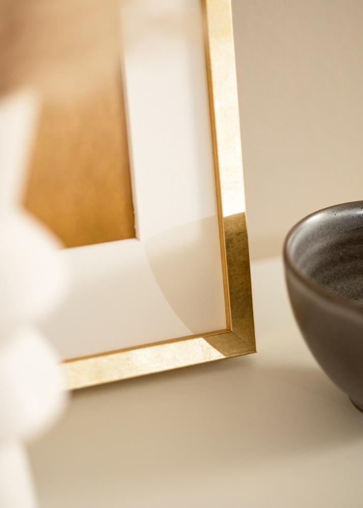 Ram med passepartou Rahmen Ares Gold 24x30 cm - Passepartout Weiß 6x8 inches