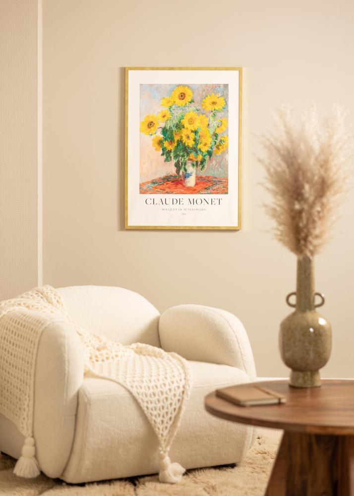 Ram med passepartou Rahmen Ares Gold 24x30 cm - Passepartout Weiß 6x8 inches