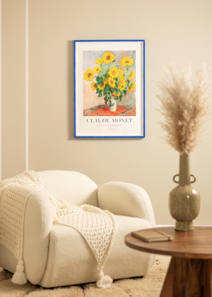 Ram med passepartou Rahmen Diana Blau 50x70 cm - Passepartout Weiß 40x60 cm