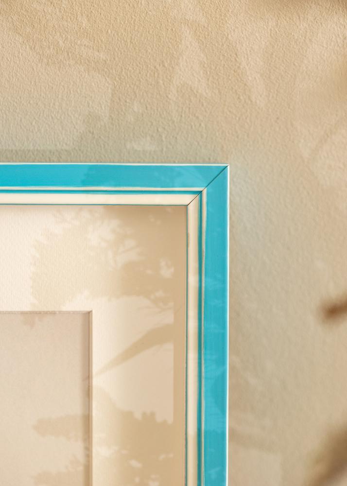 Ram med passepartou Rahmen Diana Hellblau 24x30 cm - Passepartout Weiß 5x8 inches