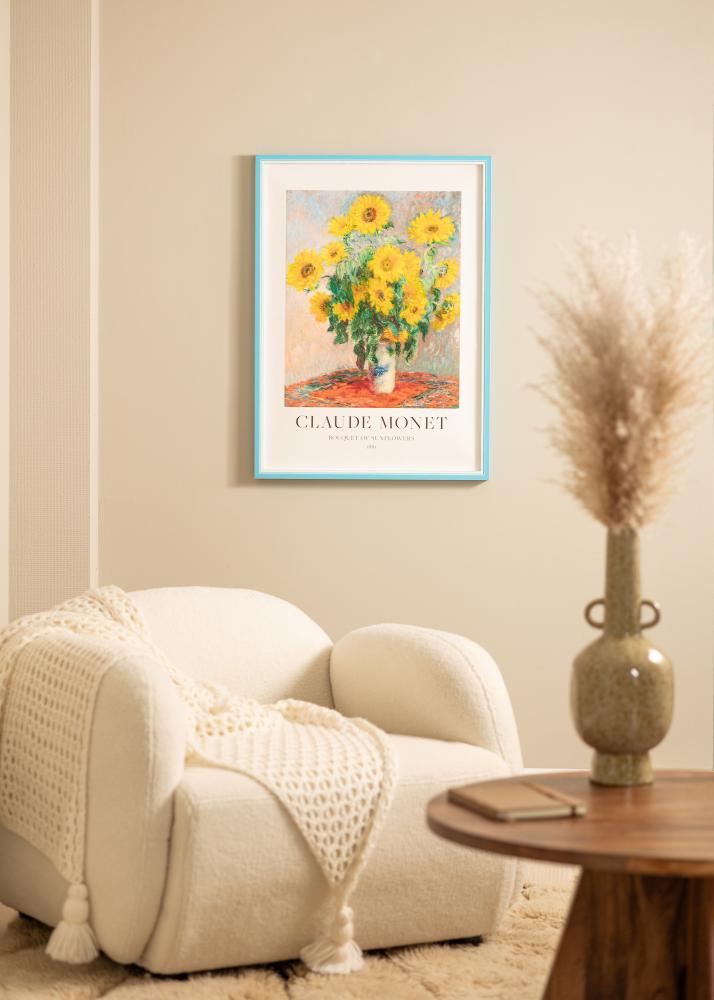 Ram med passepartou Rahmen Diana Hellblau 24x30 cm - Passepartout Weiß 5x8 inches