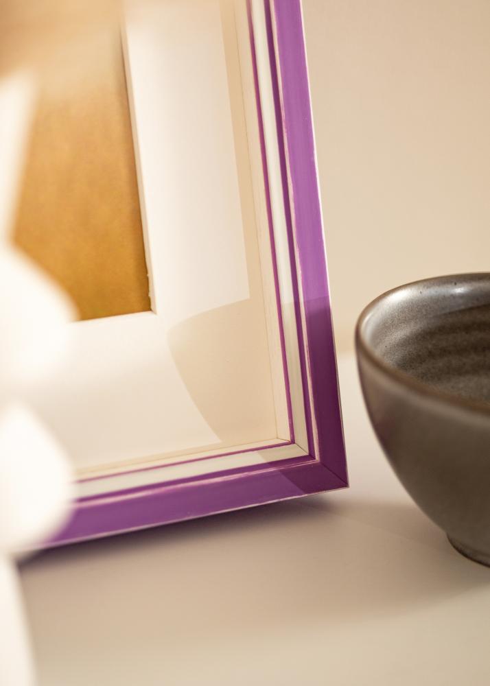 Ram med passepartou Rahmen Diana Lila 45x60 cm - Passepartout Weiß 13x18 inches