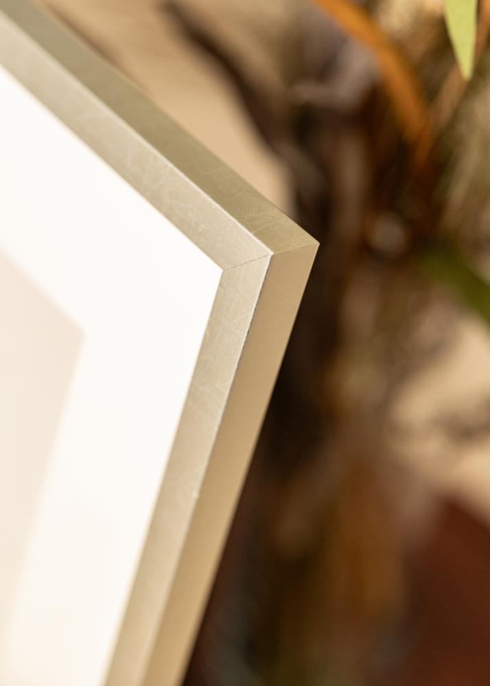 Ram med passepartou Rahmen Minerva Silber 50x60 cm - Passepartout Weiß 16x19 inches