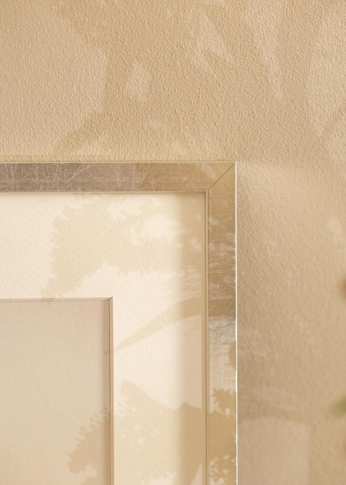 Ram med passepartou Rahmen Minerva Silber 50x60 cm - Passepartout Weiß 16x19 inches