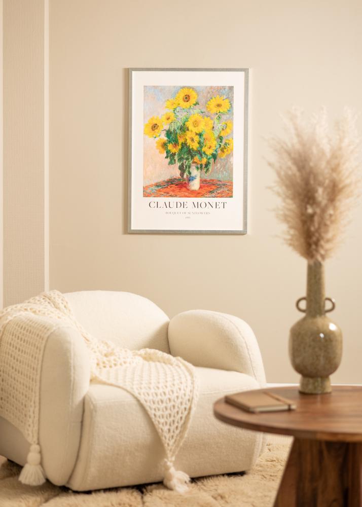 Ram med passepartou Rahmen Minerva Silber 50x60 cm - Passepartout Weiß 16x19 inches