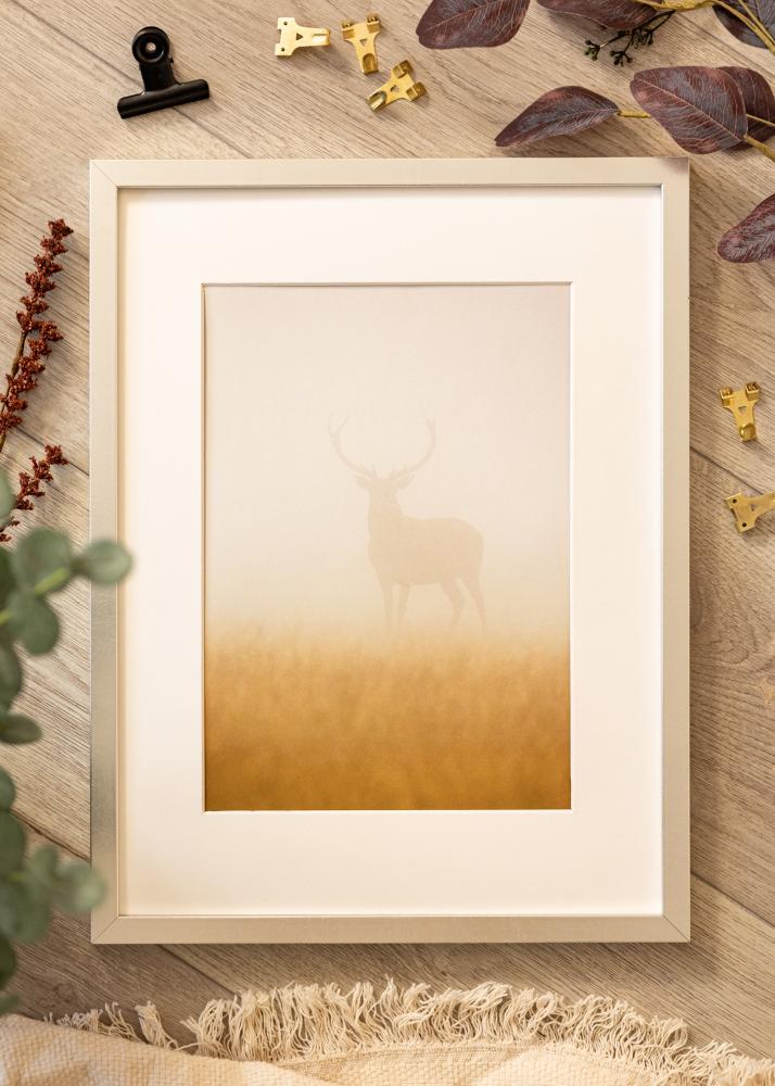 Ram med passepartou Rahmen Minerva Silber 50x60 cm - Passepartout Weiß 16x19 inches