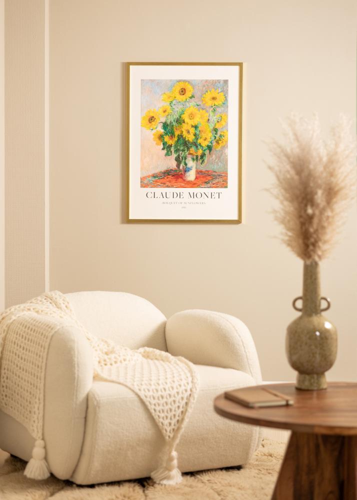 Ram med passepartou Rahmen Minerva Gold 40x50 cm - Passepartout Weiß 28x38 cm