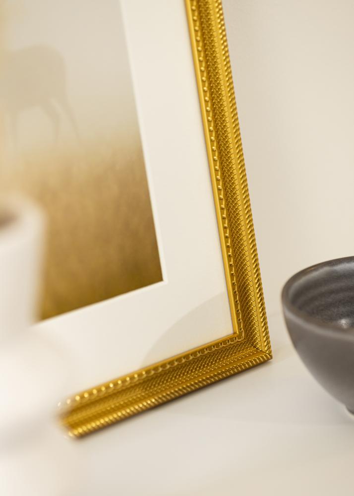 Ram med passepartou Rahmen Lattice Gold 50x70 cm - Passepartout Weiß 16x24 inches