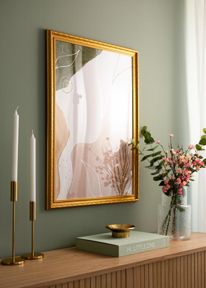 Ram med passepartou Rahmen Ornate Gold 40x50 cm - Passepartout Weiß 29,7x42 cm