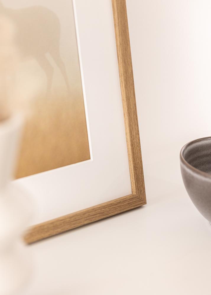 Ram med passepartou Rahmen Modern Teak 50x70 cm - Passepartout Weiß 42x59,4 cm