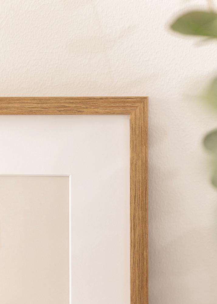 Ram med passepartou Rahmen Modern Teak 50x70 cm - Passepartout Weiß 42x59,4 cm
