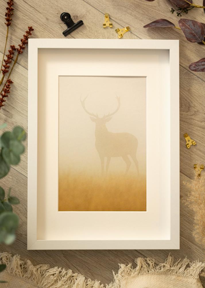 Ram med passepartou BGA Kastenrahmen Weiß 40x60 cm - Passepartout Weiß 32,9x48,3 cm