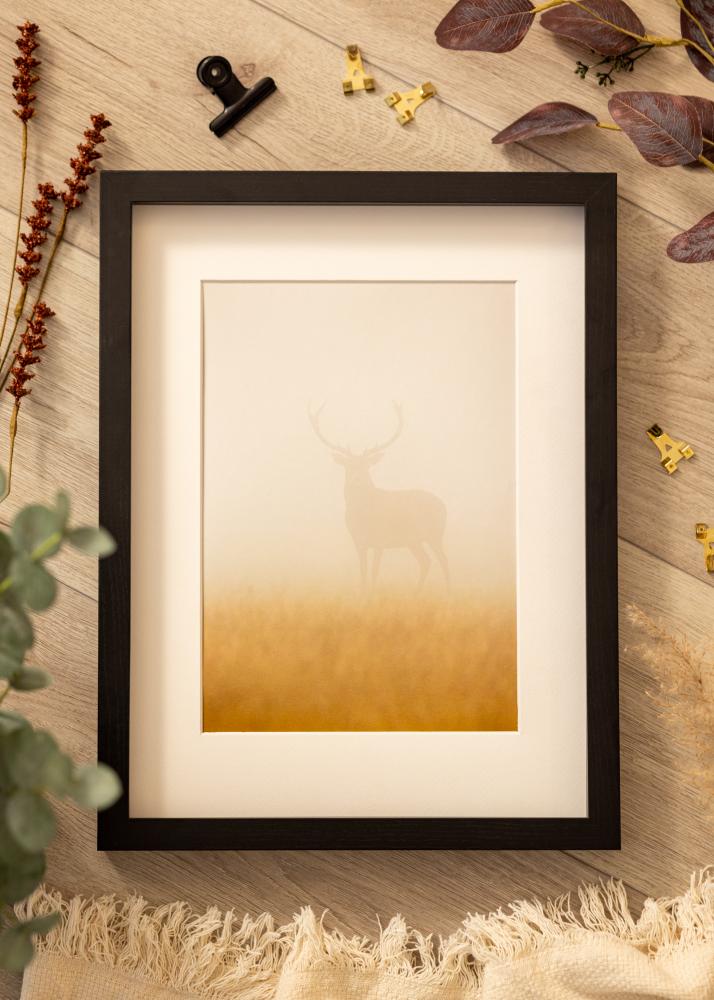 Ram med passepartou BGA Kastenrahmen Schwarz 30x45 cm - Passepartout Weiß 8x14 inches