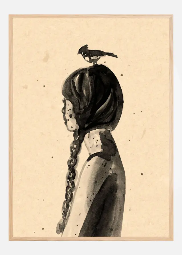 Bildverkstad Girl with Bird Poster