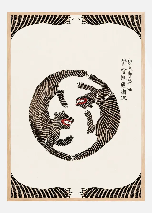 Bildverkstad Woodblock Tigers From Yatsuo No Tsubaki (Creative ed.)) Poster