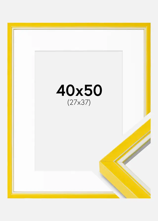 Ram med passepartou Rahmen Diana Gelb 40x50 cm - Passepartout Weiß 28x38 cm