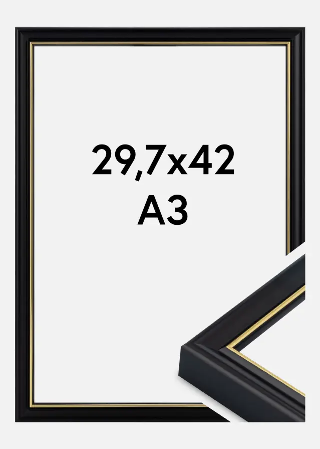 Jämtlands Ramfabrik Rahmen Canterbury Acrylglas Schwarz 29,7x42 cm (A3)