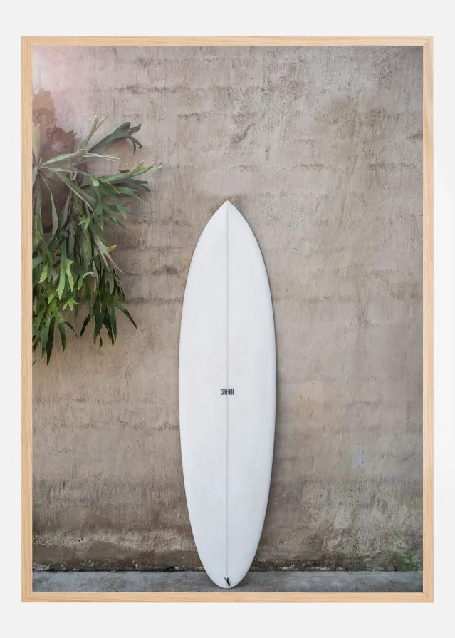 Bildverkstad White Surfboard Poster