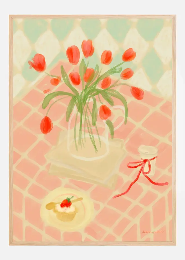 Bildverkstad Red Tulips Summer Picnic Poster