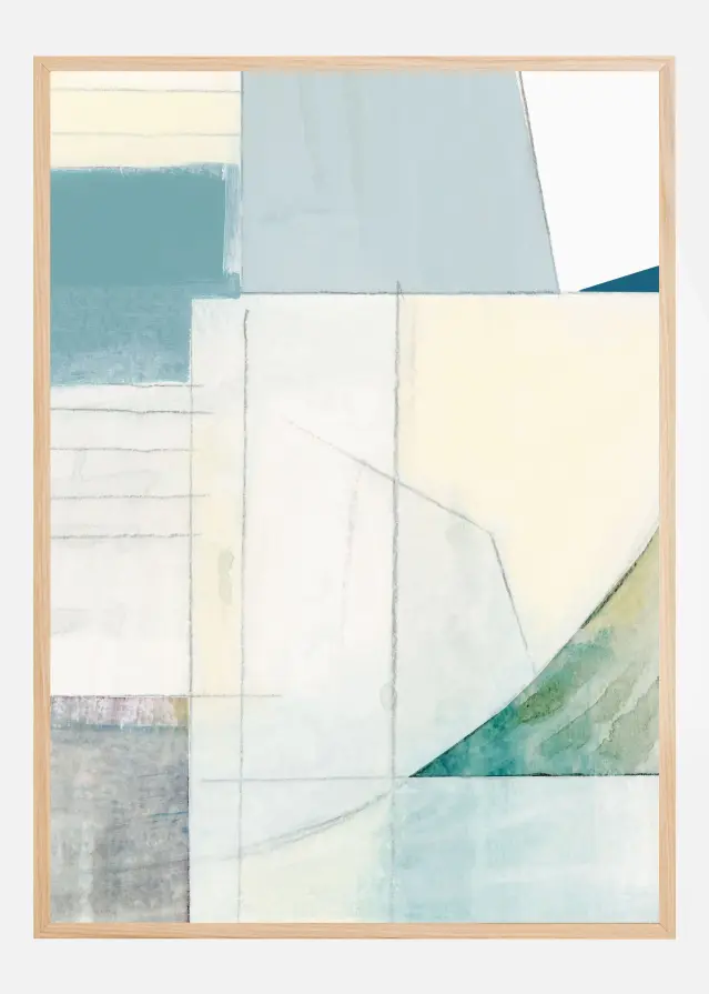 Bildverkstad Abstract Blue and White Shapes Poster