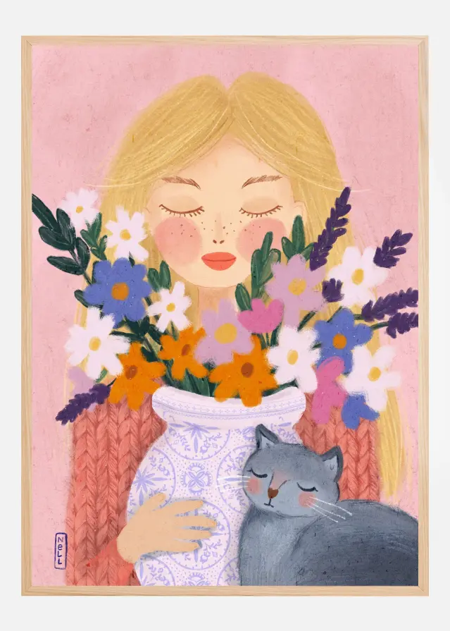 Bildverkstad A Girl and her Cat Poster