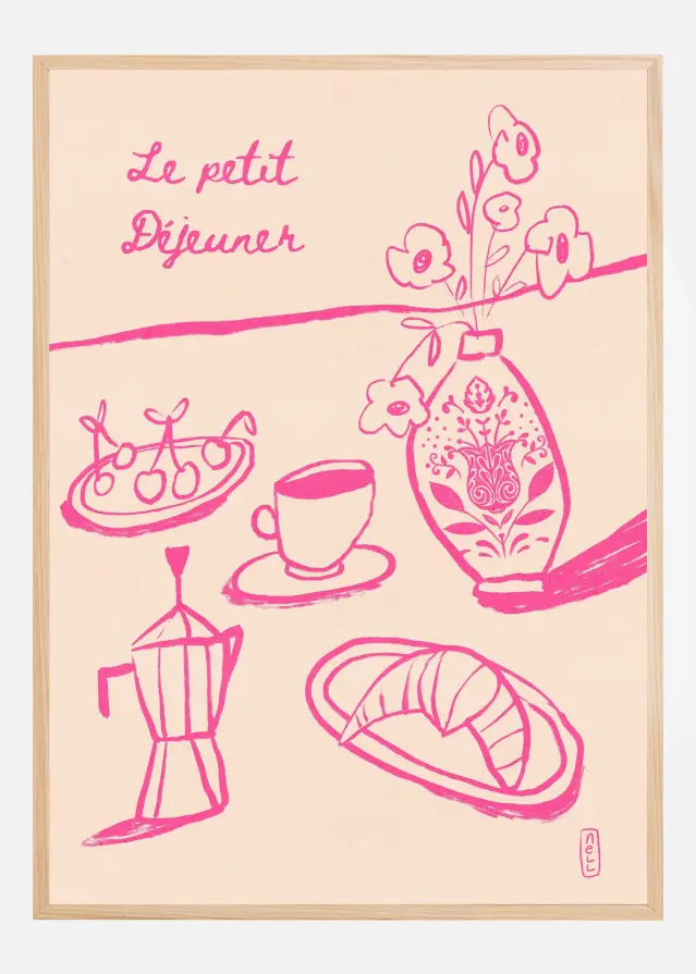 Bildverkstad Le Petit Dejeuner Breakfast in Pink Poster