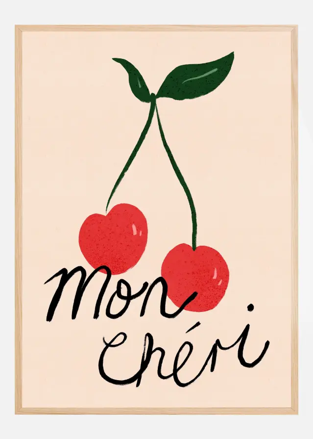 Bildverkstad Mon Cheri Cherry Typography Poster
