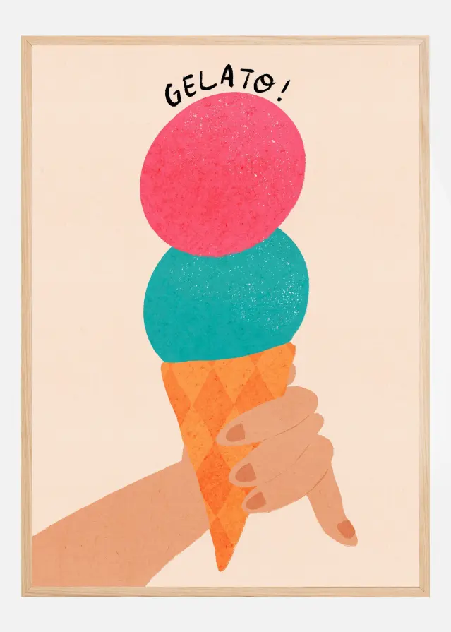 Bildverkstad Gelato Strawberry and Bubblegum Italy Ice Cream Typography Poster