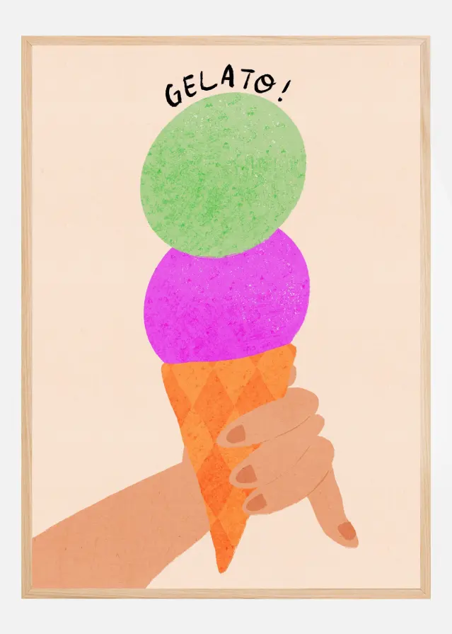 Bildverkstad Gelato Blueberry and Mint Italy Ice Cream Typography Poster