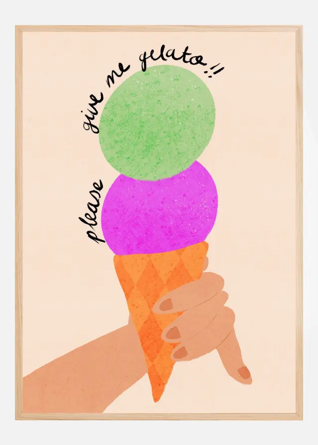 Bildverkstad Please Give Me Gelato Ice Cream Typography Blueberry and Mint Poster