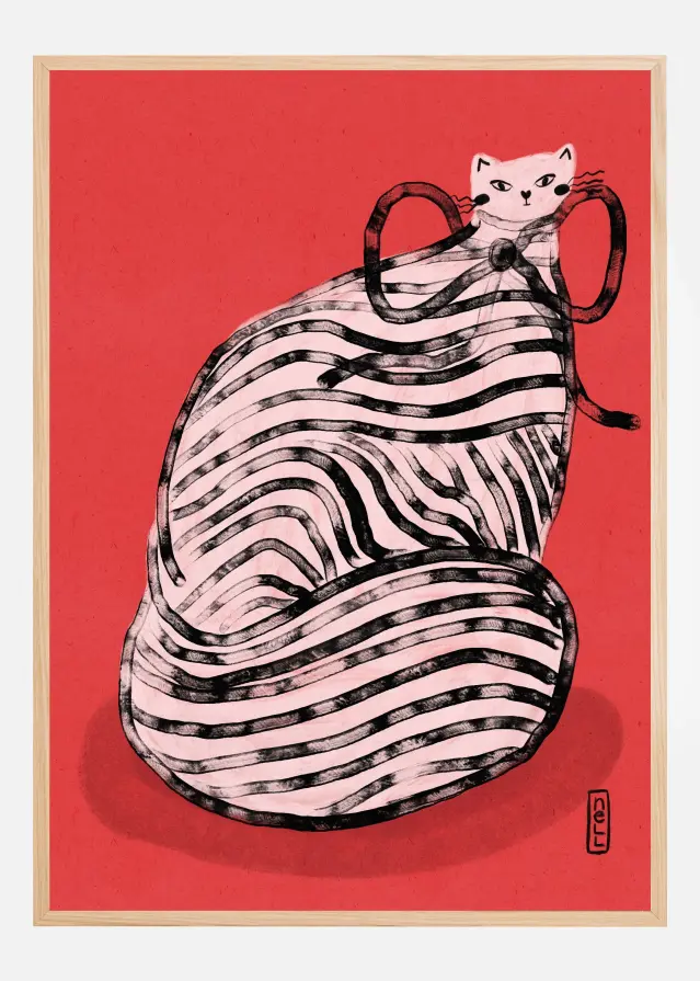 Bildverkstad Black and White Stripe Cat Poster