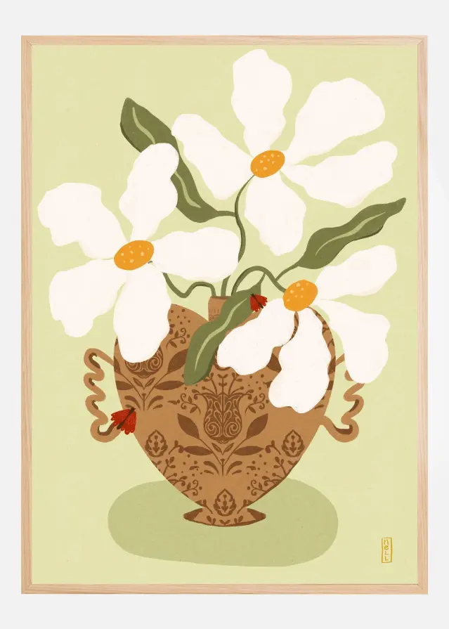 Bildverkstad White flowers in a Greek Vase Poster