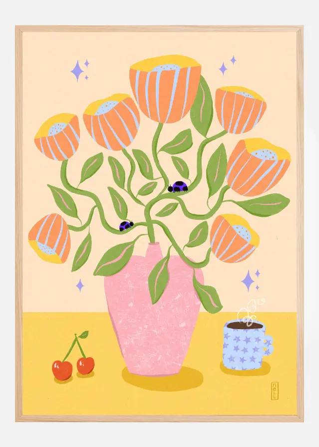 Bildverkstad Retro Bell Flowers in a Vase Poster
