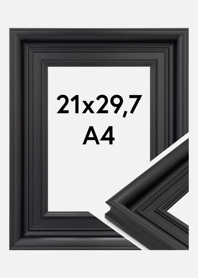 Jämtlands Ramfabrik Rahmen Scarborough Acrylglas Schwarz 21x29,7 cm (A4)